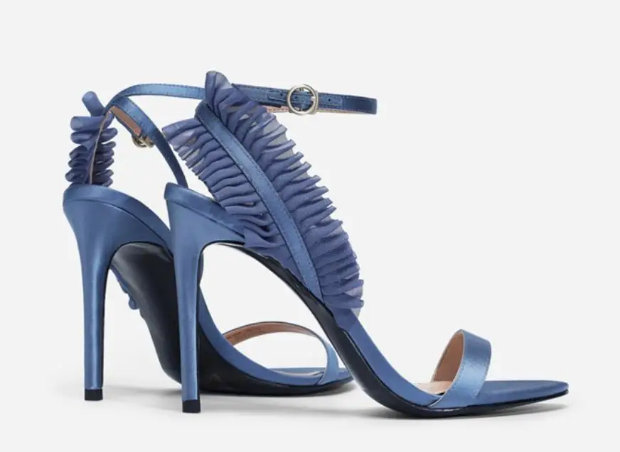 Avec Noir Le 2019 Nouveau Été Aller Single breasted Dentelle Sandales Slinky bleu Tout UUqwfpzP