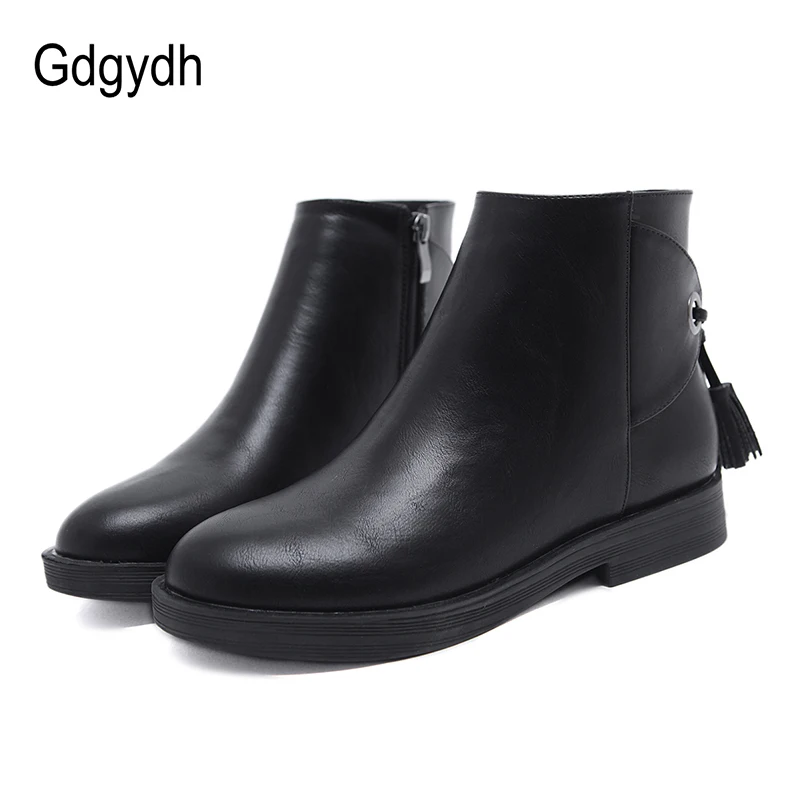 

Gdgydh New Arrival PU Leather Ankle Boots Ladies Short Boots Platform Heels Women Square Heels Rubber Sole Casual Booties Shoes