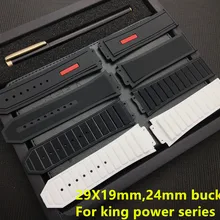 Роскошный бренд, черный, 29*19 мм, натуральный силиконовый резиновый ремешок для часов, ремешок для Hublot, ремешок для king power, серия с логотипом, инструменты