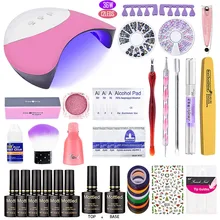 72 Вт/36 Вт Светодиодный УФ-светильник для ногтей набор УФ-гелей маникюрный набор выберите 6 цветов Гель-лак для ногтей базовый верхний слой набор инструментов для маникюра