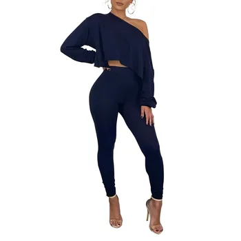 

Women's Fashion Long Sleeve T-Shirt Elastic Waist Pants Set Two Piece