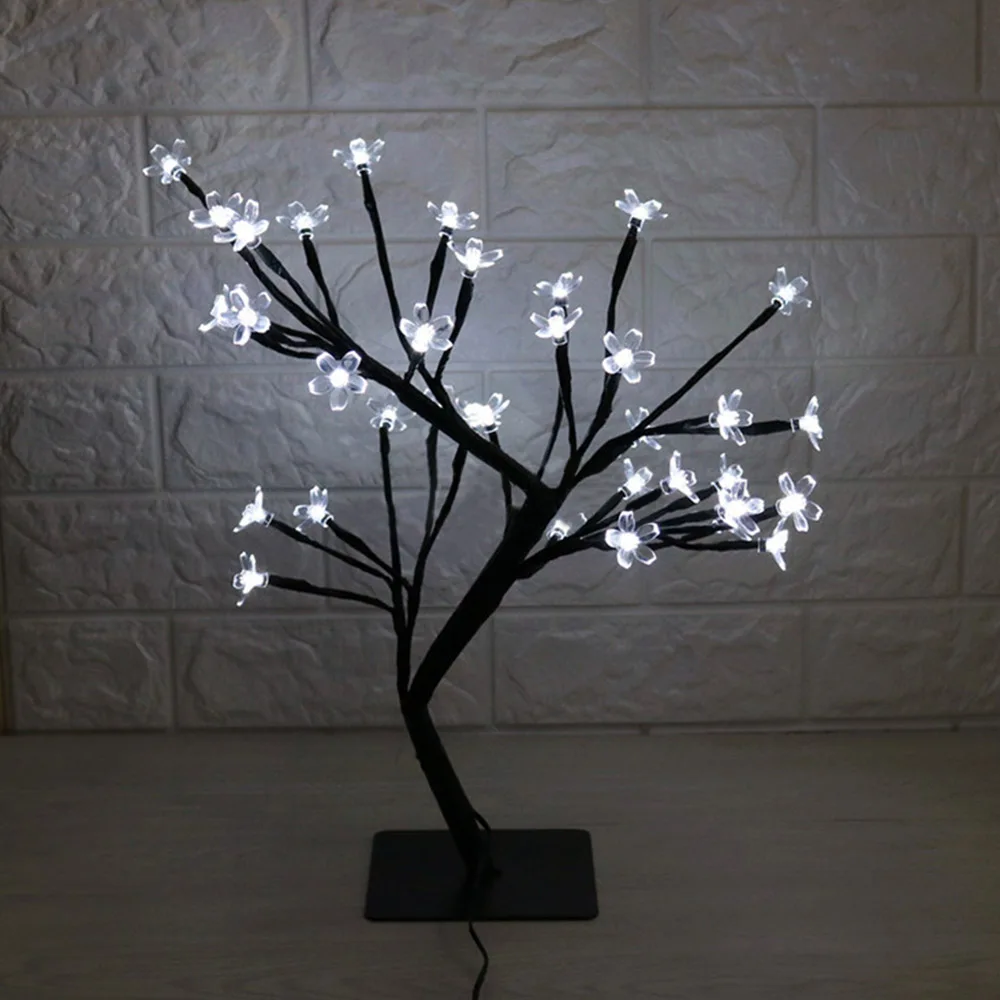 Ветка дерева огни светодиодный Вишневый лампа-цветение 36 лампочек Рождественская ваза кофе цветочный светильник декоративный свет
