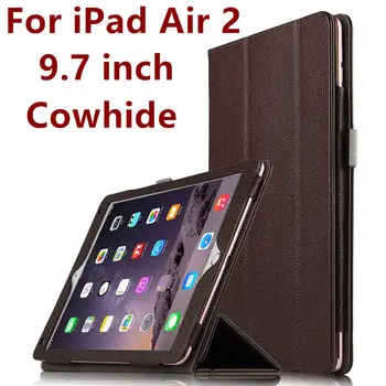 

Case Cowhide For iPad Air 2 Genuine Protective Smart cover Leather Tablet For Apple iPad Air2 9.7 inch Protector Sleeve 6 Covers