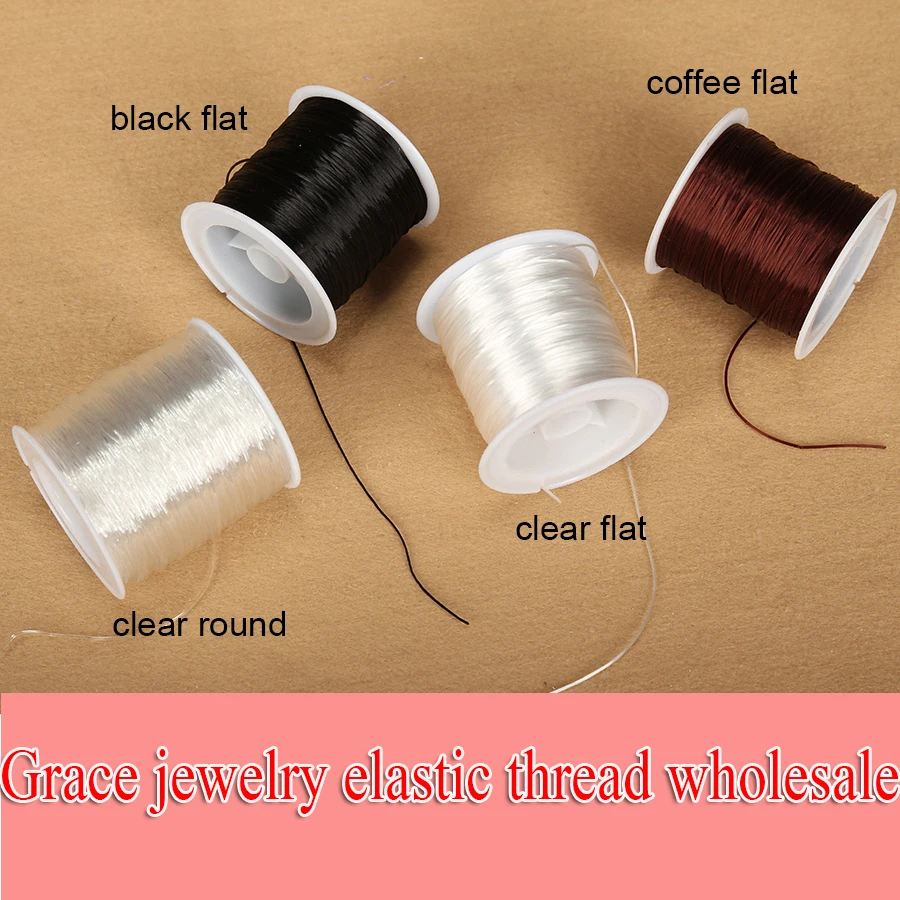 5Roll/lots 0.8mm Clear Black Crystal Line Nylon Rubber Stretchy Cord