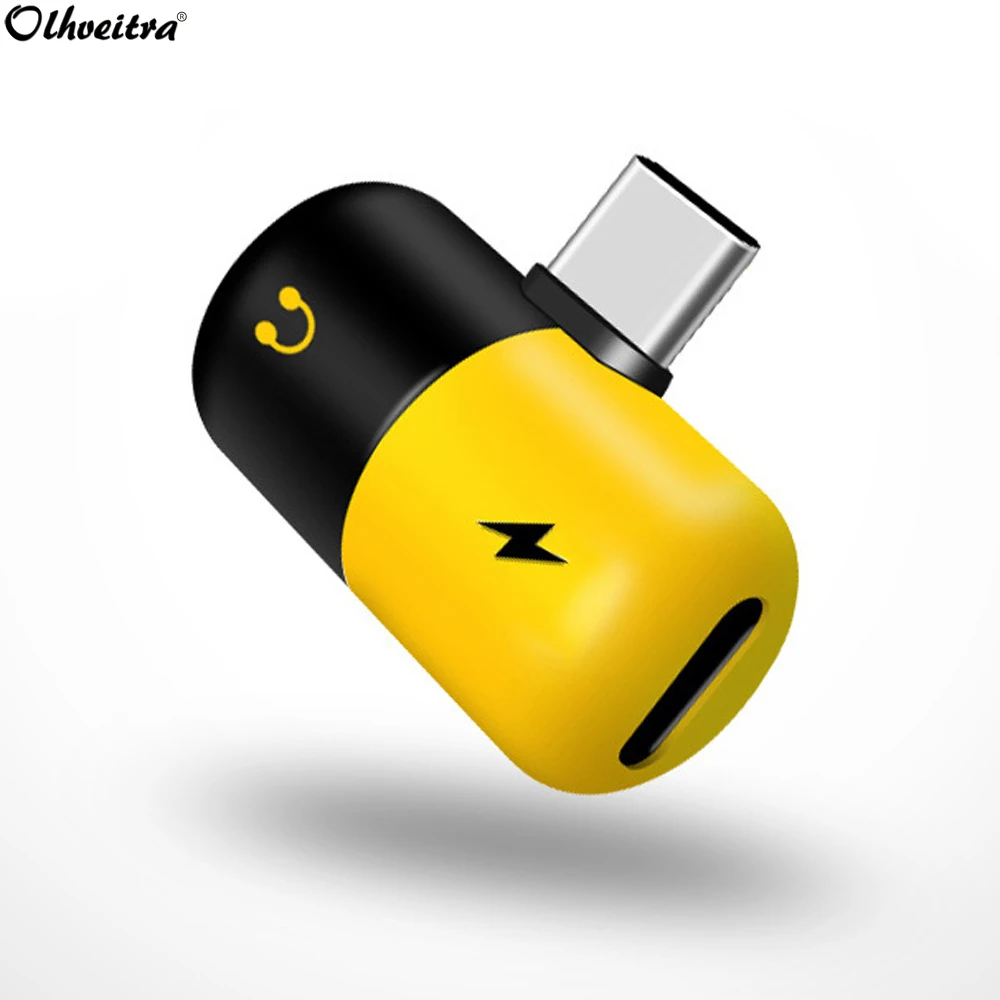 

Olhveitra Dual Jack 2 in 1 USB Type C Phone Charger Audio Headphone Music Splitter Adapter For Samsung Xiaomi Huawei P20 Android