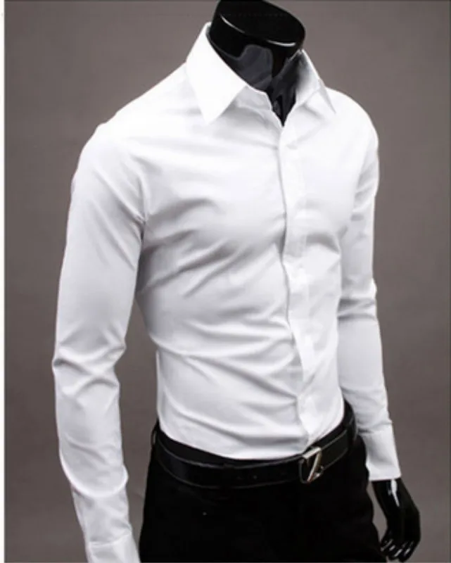 Мужская рубашка с длинным рукавом Camisa Masculina Повседневная приталенная в Корейском