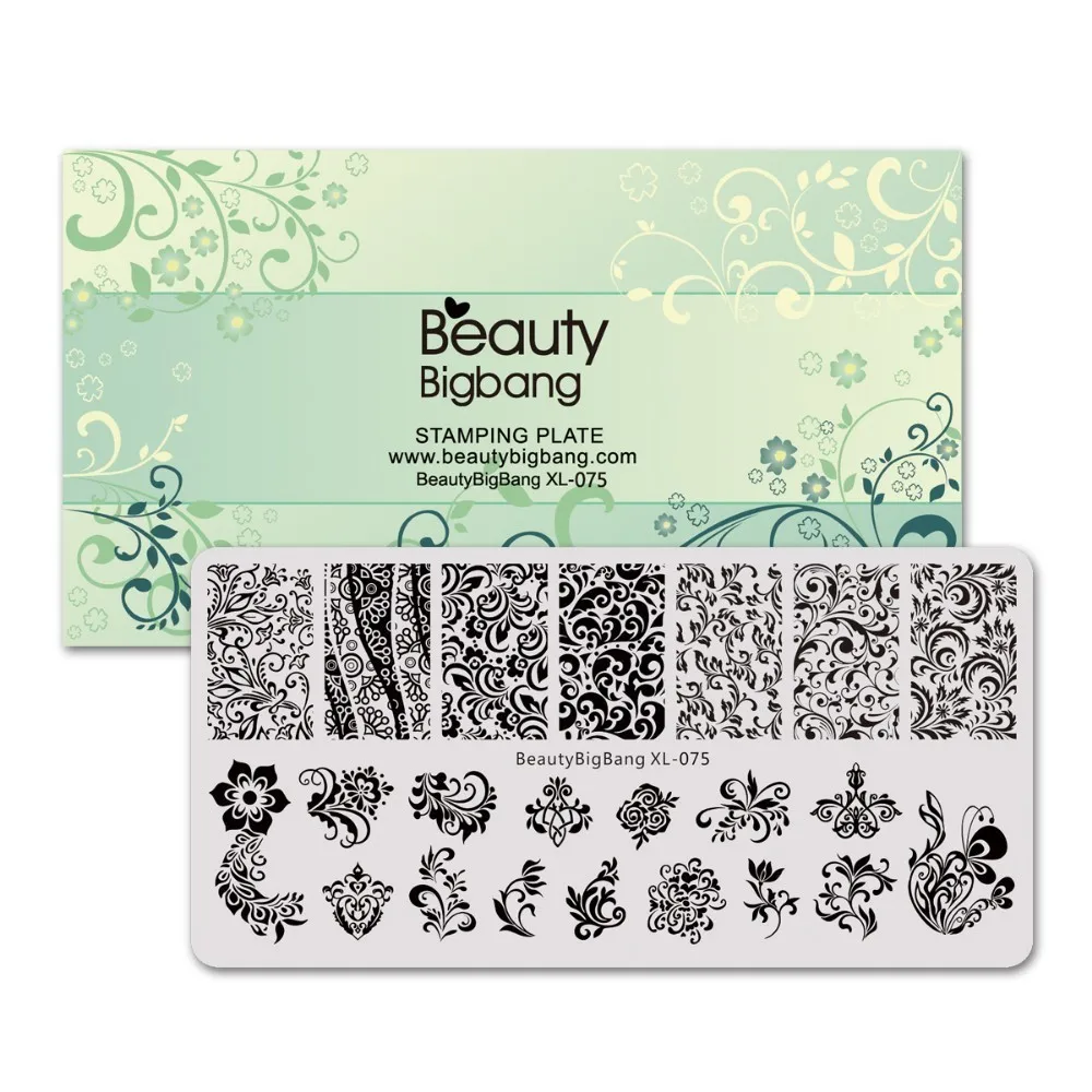 

Beautybigbang Nail Stamping Plates Flower Figure Grass Blade Image 6*12cm For Nail Art Polish Stamp Plate XL-075 Stamping Plate