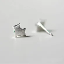 Модные изысканные ювелирные изделия из стерлингового серебра 925 пробы, маленькие лисы, зеленые глаза, гипоаллергенные женские серьги SE137