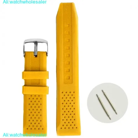20mm Yellow Color Silicone Jelly Rubber Ladies Men Watch Band Straps WB1051C20JB