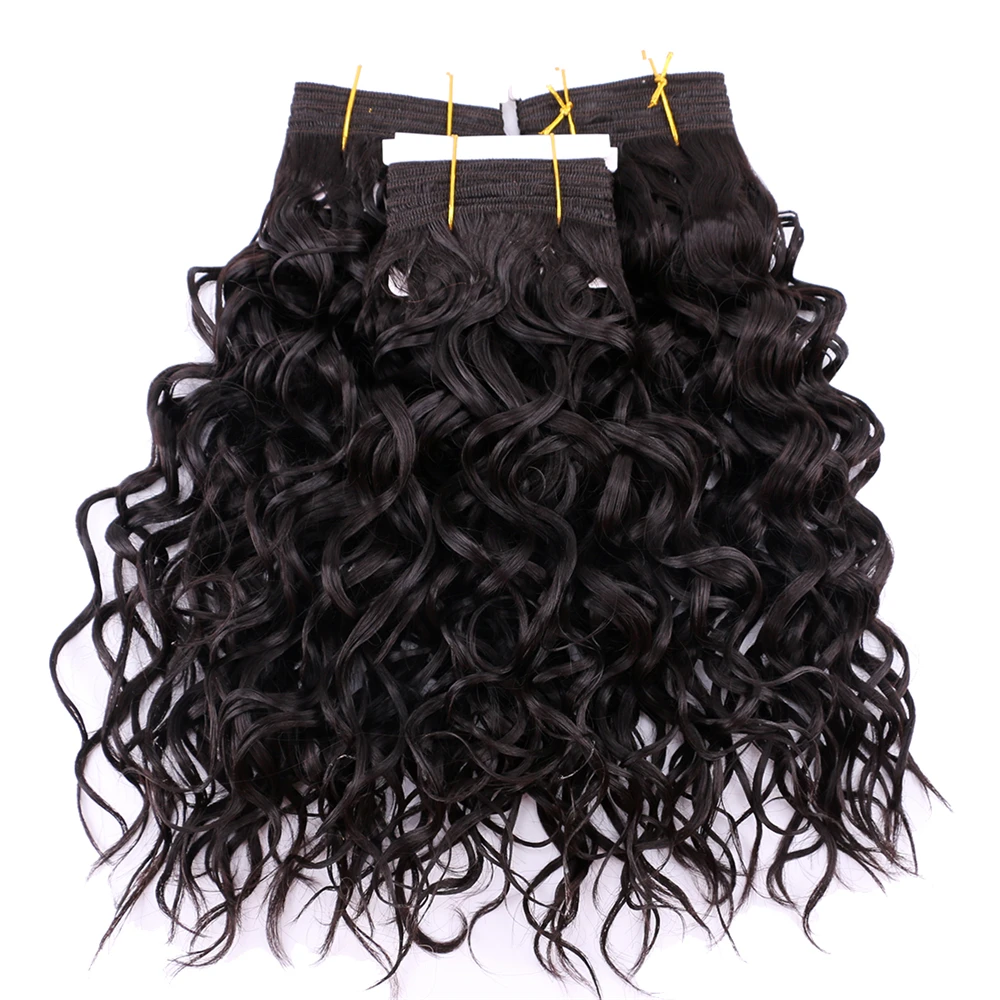 

Natural black color Bohemian curly hair bundle synthetic hair extension 8-20 inch double weft