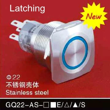 

ONPOW 22mm IP67 12V,110V,220V Red, Blue, Green Ring LED Latching Stainless Steel Square Push button Switch (GQ22-AS-ZE/S)