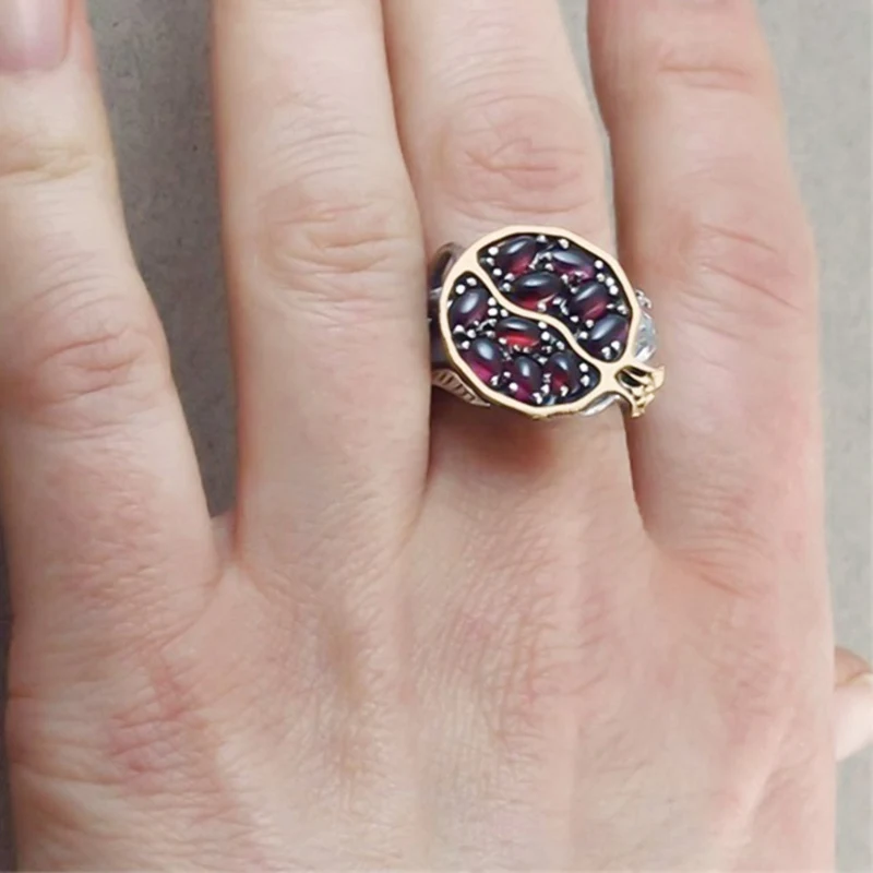 Винтажное круглое Золотое кольцо с натуральным красным гранатом, Кристальные стразы, камень, лист, ювелирное изделие из граната, кольца для женщин