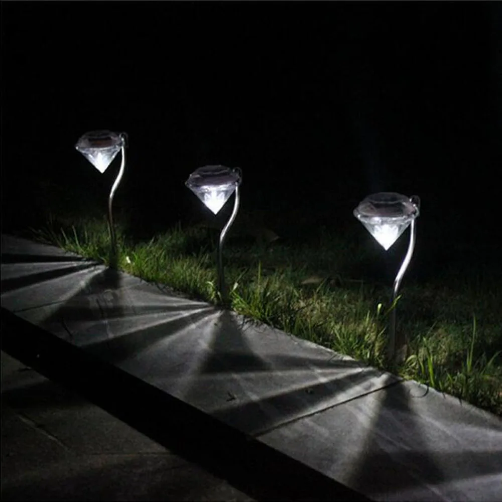 4 Pcs/Lot Solar Diamond LED Spot Lights Stainless Steel Garden Path Lawn Landscape Lamps Led Light|Газонные лампы| |