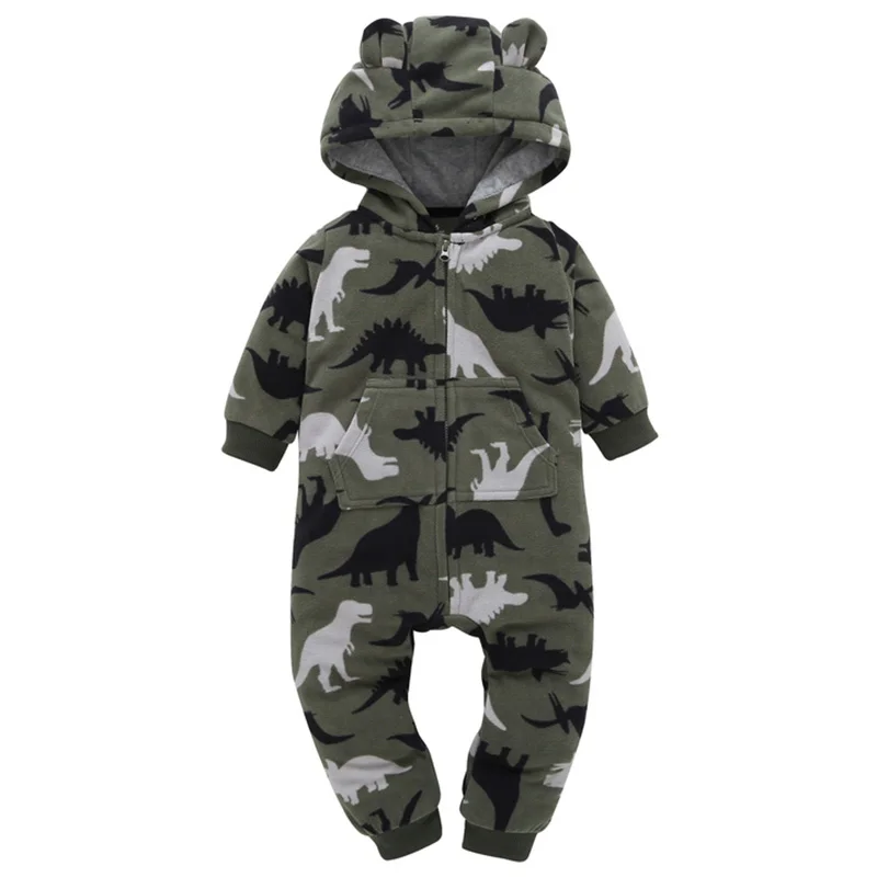Lnfant/Одежда для маленьких мальчиков; повседневный комбинезон унисекс для новорожденных; флисовый комбинезон в полоску с длинными рукавами и капюшоном; цельнокроеный комбинезон; серый цвет