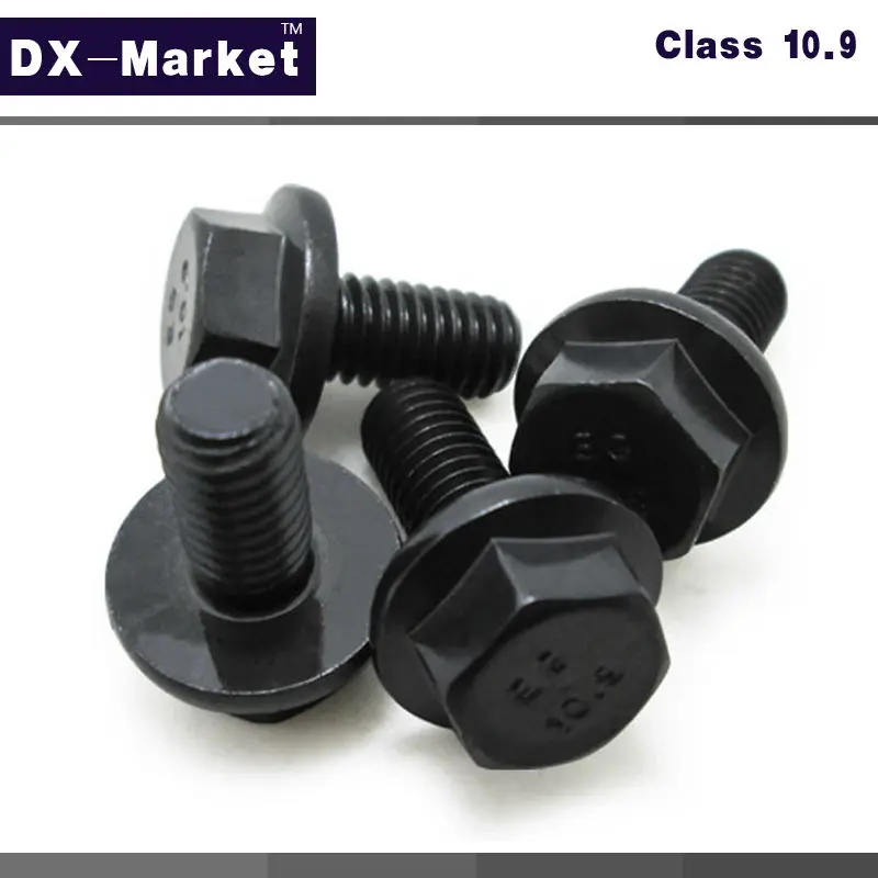 

m12*25 , 10pcs , m12 flange bolt , Black Metal Hex Head Flange screw , Metric thread hex bolt ,A027