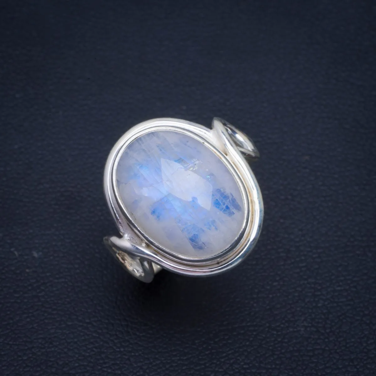 

Natural Rainbow Moonstone Handmade Unique 925 Sterling Silver Ring 7.75 B1050
