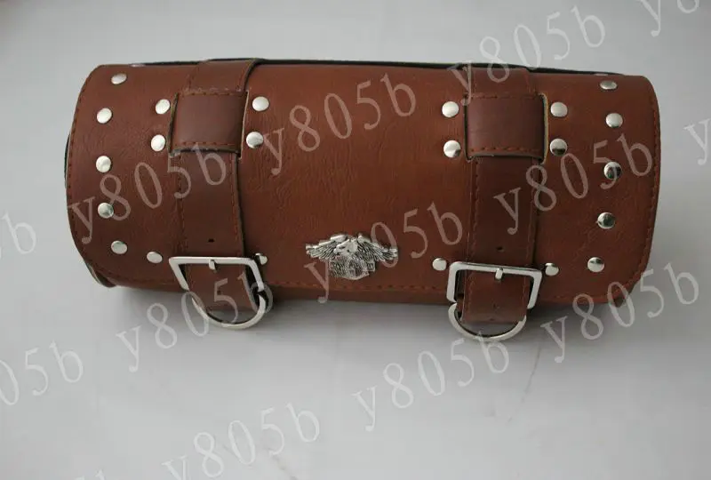 Brown Motorcycle Tool Bag Fork Handlebar Buckle Bags For Harley