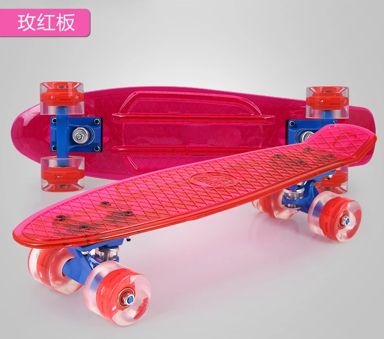 2" Прозрачный Банан скейтборды с светодиодный светильник single Rocker longboard палубы и колеса все мигает ABEC-9 скейтборд