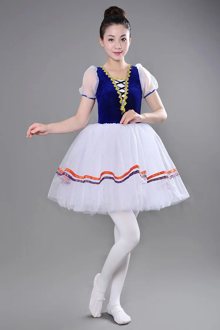 Women golden frill tutu ballet leotard dance skirt tulle dress swan