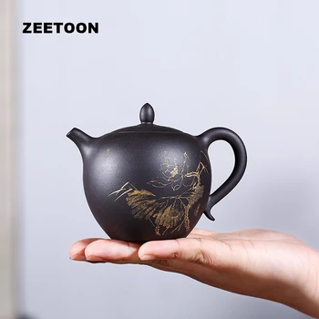 

230cc Authentic Yixing Teapot Master Handmade Lotus Beauty Shoulder Pot Vintage China Purple Clay Tea Set Tea Maker Pot Teaware