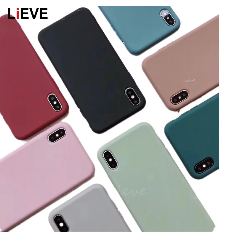 

Cases For iPhone XR X XS Max 6 6S 7 8 Plus Case Cute Candy Color Soft Simple Fashion Phone Cover iPhonex Solid Silicone Couples