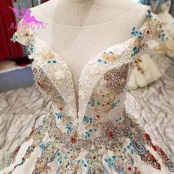 شراءAIJINGYU طويل كم فستان الزفاف مذهلة أحدث الزفاف الأبيض بوهو الزواج ترتدي الفاخرة كم ثوب فراشة الزفاف