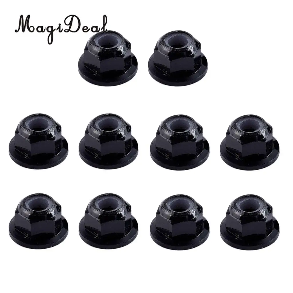 MagiDeal 10Pcs/Lot Steel M4 4mm 1/10 RC Vehicle Fastener Nuts Wheel Tires Acce for HPI HSP Hobao ZD Racing Cars Parts 5x10mm