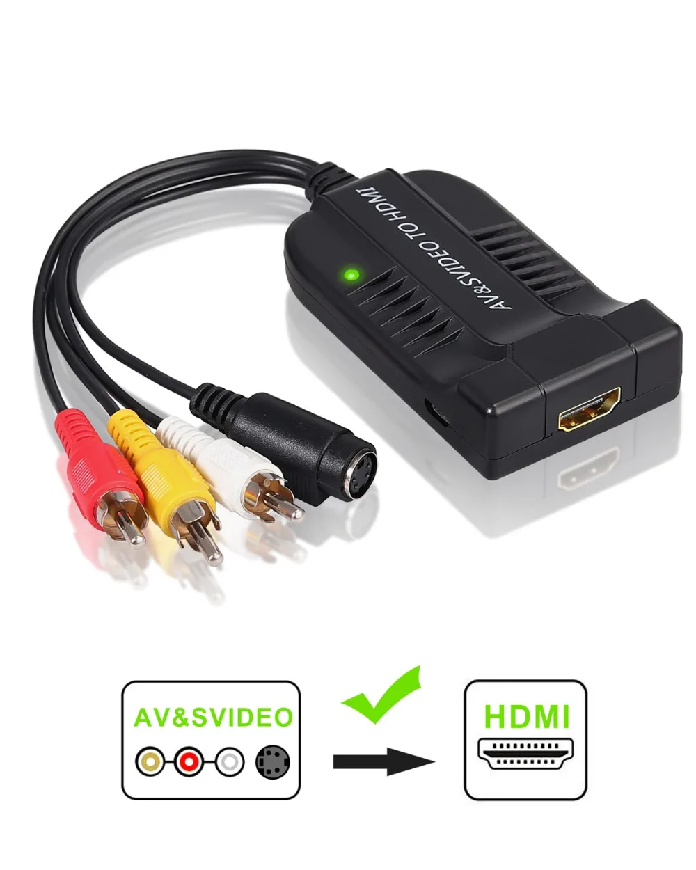 Proster AV CVBS S-Video к HDMI HD видео конвертер композитный 3RCA к HDMI адаптер Поддержка 1080P микро кабель для HDTV DVD