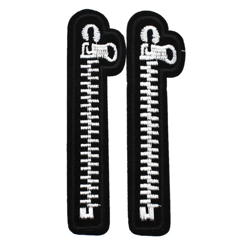 

2pcs Embroidered Zipper Patches Iron On Patches For Garments Clothing DIY Handmade Sewing Apparel