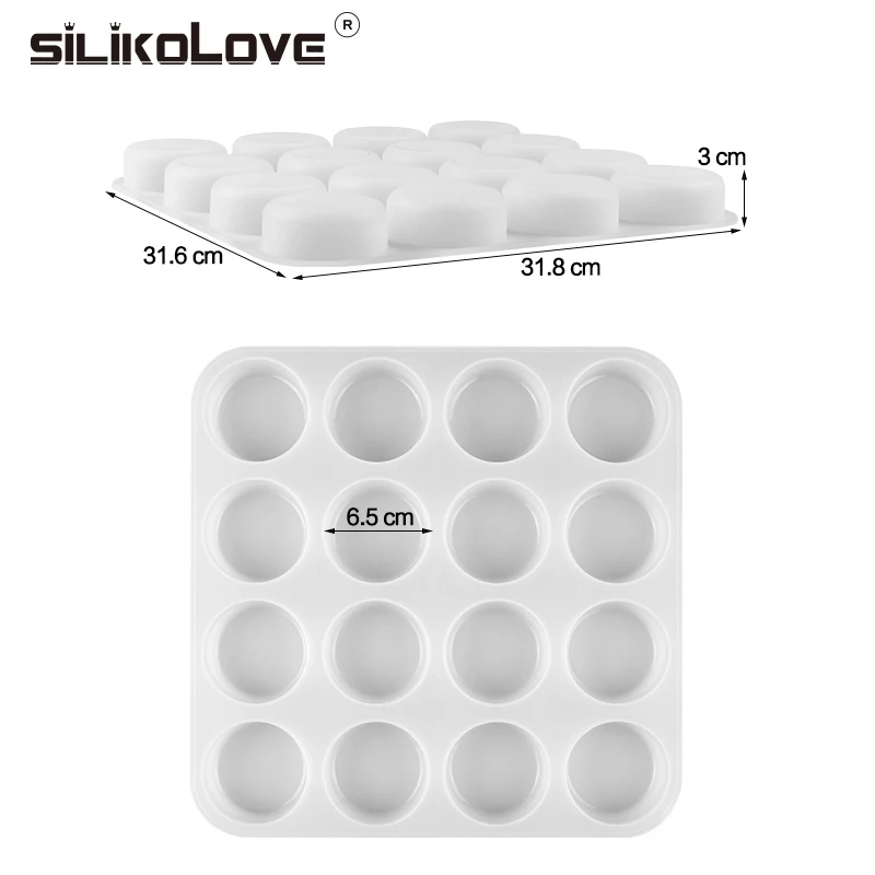 SILIKELOVE 16 полостей круглая форма для мыла силиконовая большие формы ручной