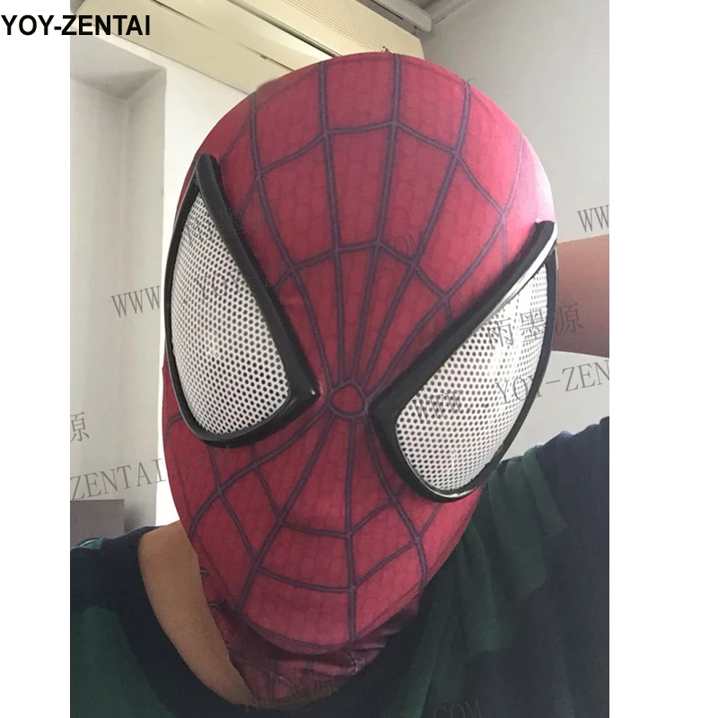 Высокое качество удивительная маска Человека-паука с объективом S-M-L-XL Человек-паук Маска для лица 3d спандекс лайкра Человек-паук Маска для