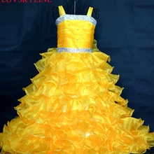 Custom-size/color линии Бисероплетение Спагетти ремень длиной до пола милые Праздничные платья для девочек нарядные платья для девочек небесно-1214