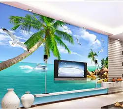 3D настенные фрески украшения дома 3D стереоскопического обои пляж декорации обои для гостиной