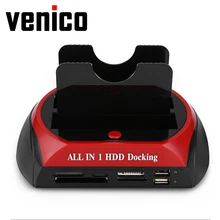 Todos en Un HDD Docking Station con Multi Lector de Tarjetas de ranura para 2.5/3.5 pulgadas HDD (SATA e IDE) herramienta Gratuita