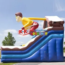 Double Lane Dry Slide  Inflatable slide trampoline combination