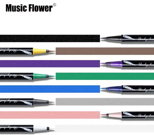 Макияж марки Music Flower Цвет карандаш для подводки глаз Водонепроницаемый подводка для глаз, без налета 8 Цвет s может выбрать 12 шт./лот