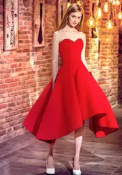 Swetheart Neck Red Evening Dresses 2019 Ruffles Satin Formal Party Gowns Elegant Sleeveless Short Prom Party Lace Up abendkleid Swetheart Neck Red Evening Dresses 2019 Ruffles Satin Formal Party Gowns Elegant Sleeveless Short Prom Party Lace Up abendkleid