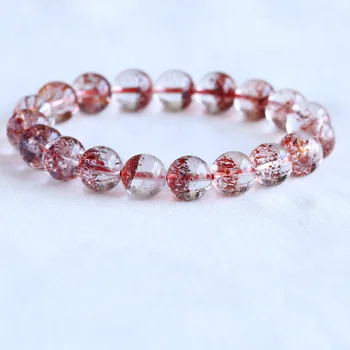

High Quality Natural Genuine Clear Orange Cornucopia Super 7 Seven Melody Stone Bracelet Round Beads 10mm