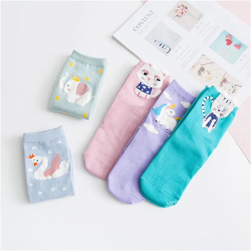 2018 Korean Newest Fashion Socks Women Funny Cartoon Animals Pattern High Quality Cotton Cute Socks Meias skarpetki calcetines