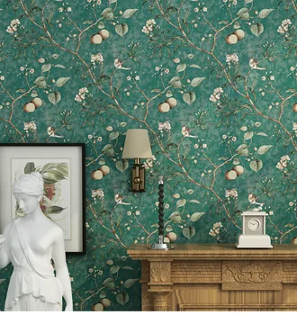 

American Bedroom Wall Covering Modern Vintage Floral 3D Non-woven Mural Wallpaper Tree Birds Wall Paper Papel De Parede