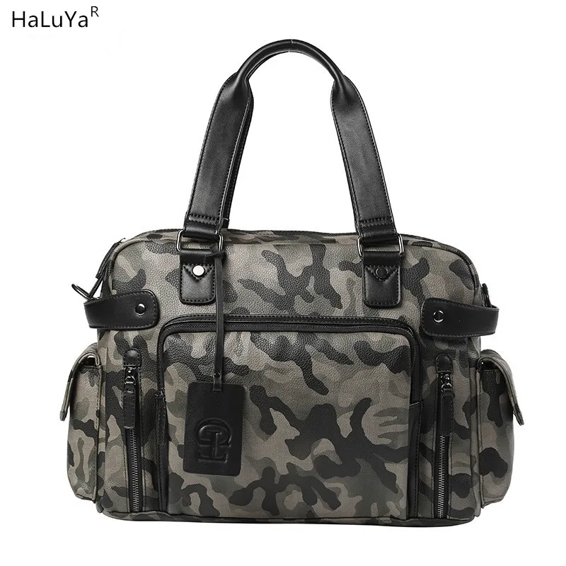 Leather Travel Bag Casual Business Leather Briefcase Mens Messenger Bag Vintage Mens Shoulder Bag Camouflage Handbags Designer