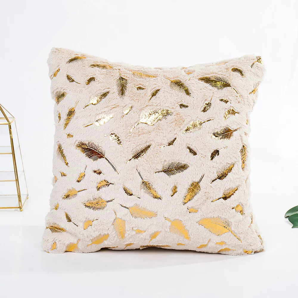 Pillowcase1 pc наволочка с перьями бронзовая Золотая фольга печать мягкая льняная для