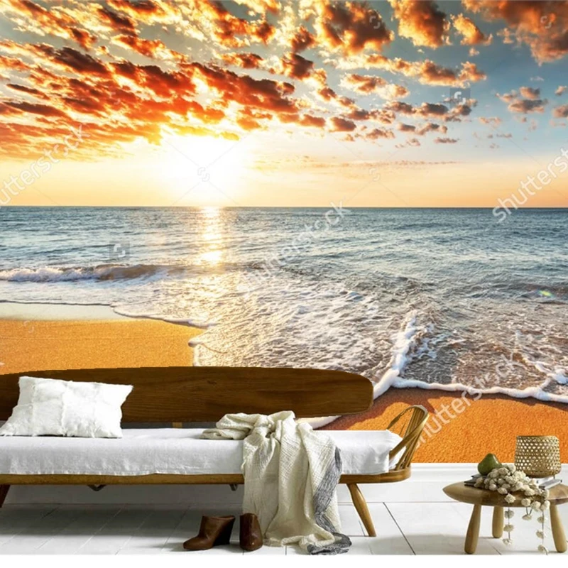 Beach wallpaper,Brilliant ocean beach sunrise,natural landscape for the  living room bedroom store background vinyl wallpaper|beach wallpapers|vinyl  wallpaperwallpapers for living room - AliExpress