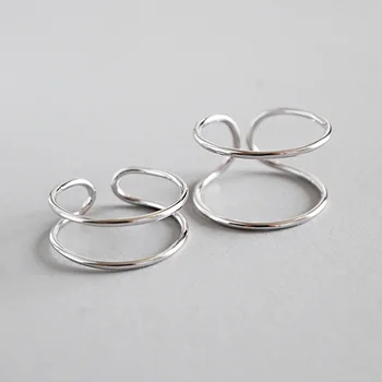 

1pc Thin Minimalism 100% Authentic 925 Sterling Silver Fine Jewelry Geometric Open Hollow Double Rows Ring FASHION J64 WHOLESALE