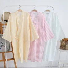 Летний Тонкий стиль хлопок марля халат трикотажные женские халаты пижамы плюс размер кимоно Ночной халат длинный халат