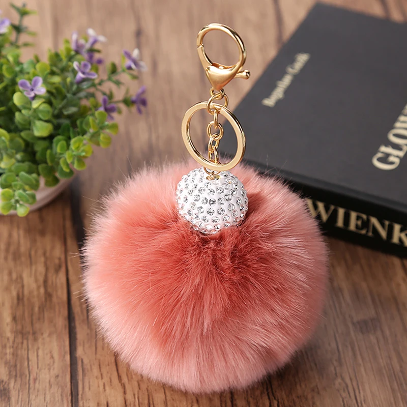 Porte Clef Pompom 15 цветов 10 см из лисиного меха брелок для сумки плюшевые автомобильный