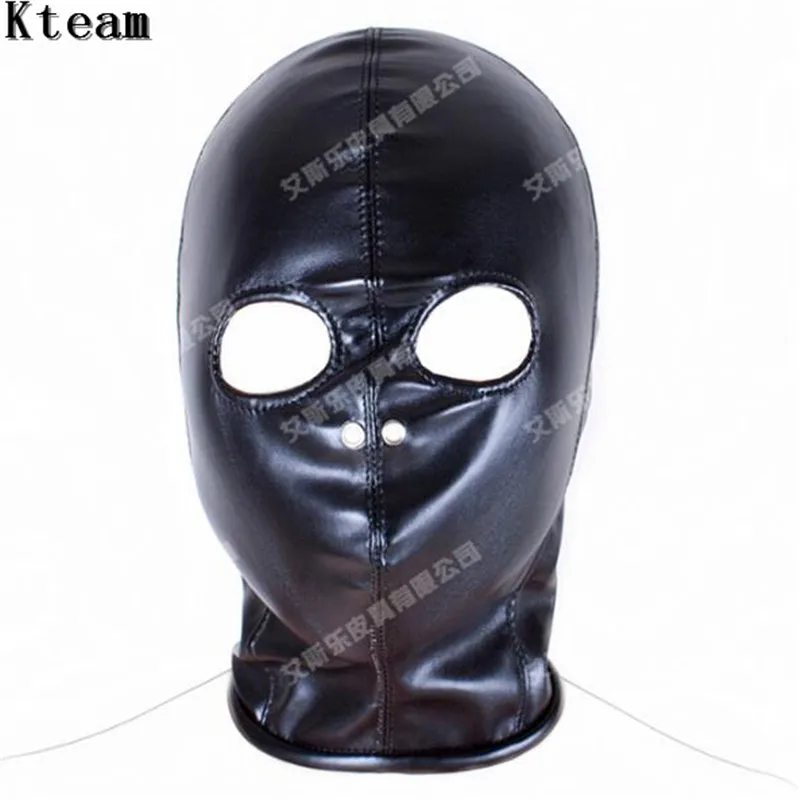 Top Quality Soft PU Leather Mask Hood Bondage Slave In Adult Games For Couples Fetish font