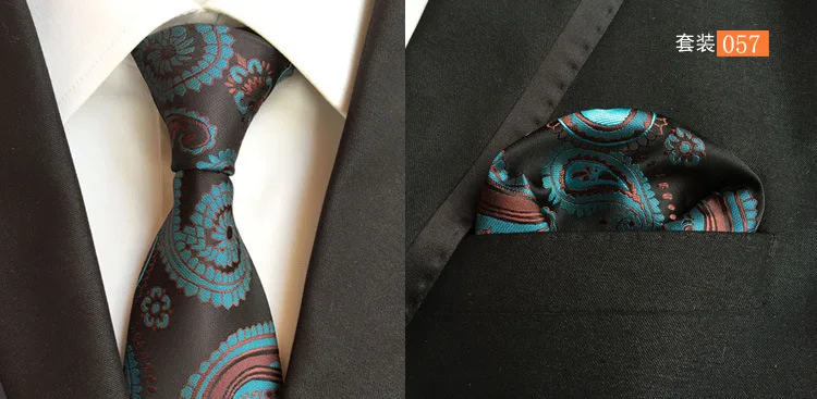 Синий оранжевый Пейсли Шелковый галстук платок 2 шт. галстук наборы для ухода за кожей подарок человека