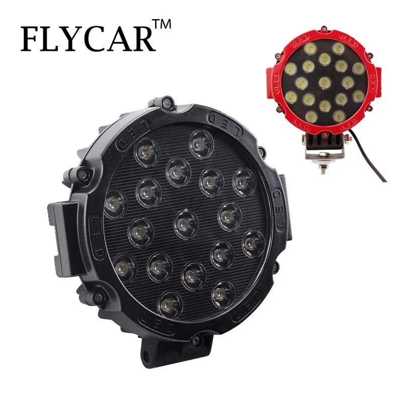 

FLYCAR Led Light Bar 51w 7 Inch Spot Beam Headlamp LED Work Light Off Road Light Bar Driving Fog Lamp for SUV Boat 4x4 Jeep