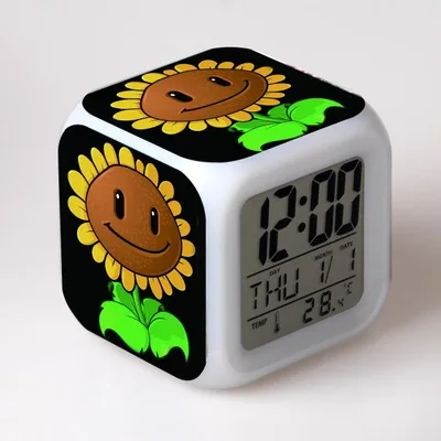 Новые мультипликационные Растения против Зомби relogio цифровые de led 7 цветов мигающие меняющие будильник спальня ночные световые часы детские игрушки - Цвет: Многоцветный